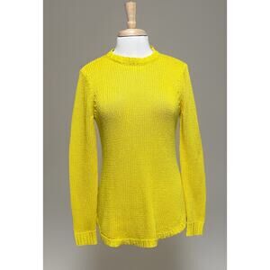 Vtg LAUREN RALPH LAUREN Women M Sweater Yellow Pullover Loose Knit Acrylic Beach